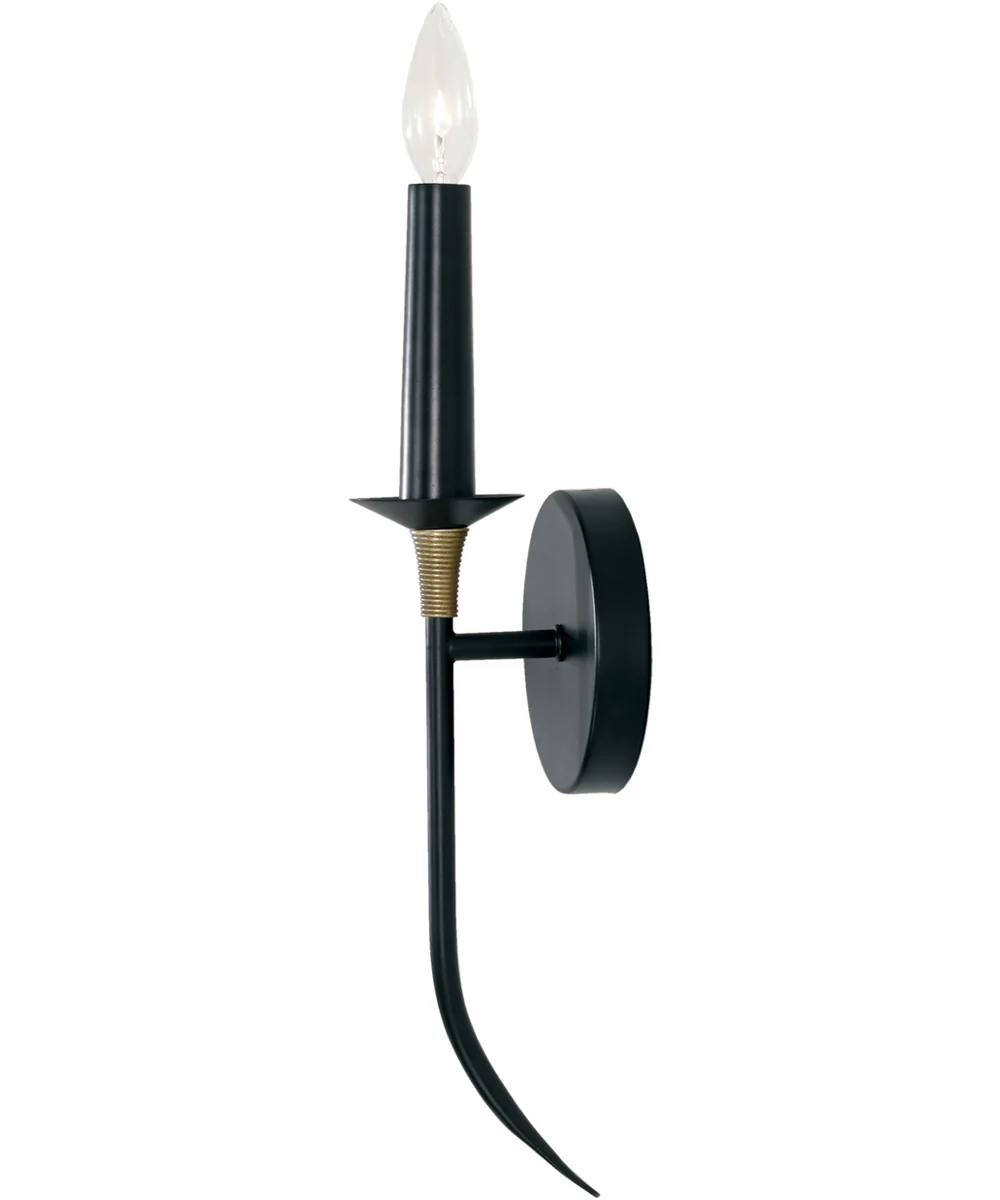 Amara 1-Light Sconce Matte Black with Brass