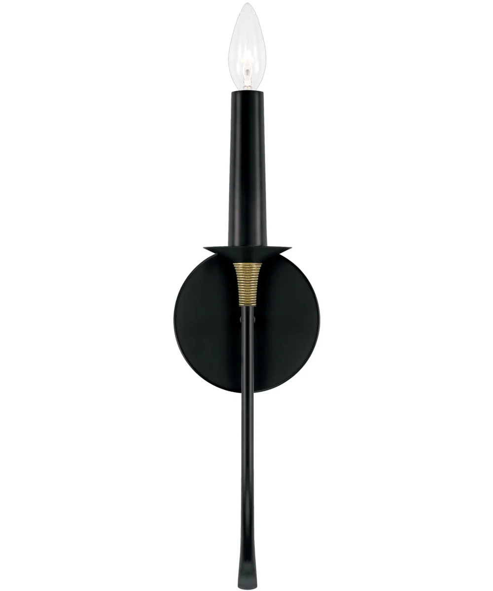 Amara 1-Light Sconce Matte Black with Brass - Image 4