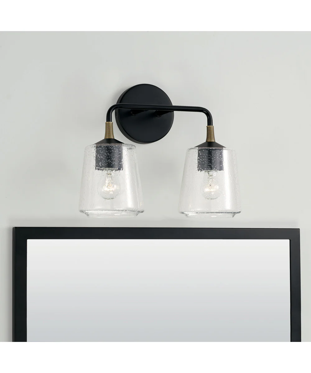 Amara 2-Light Vanity Matte Black with Brass - Image 2