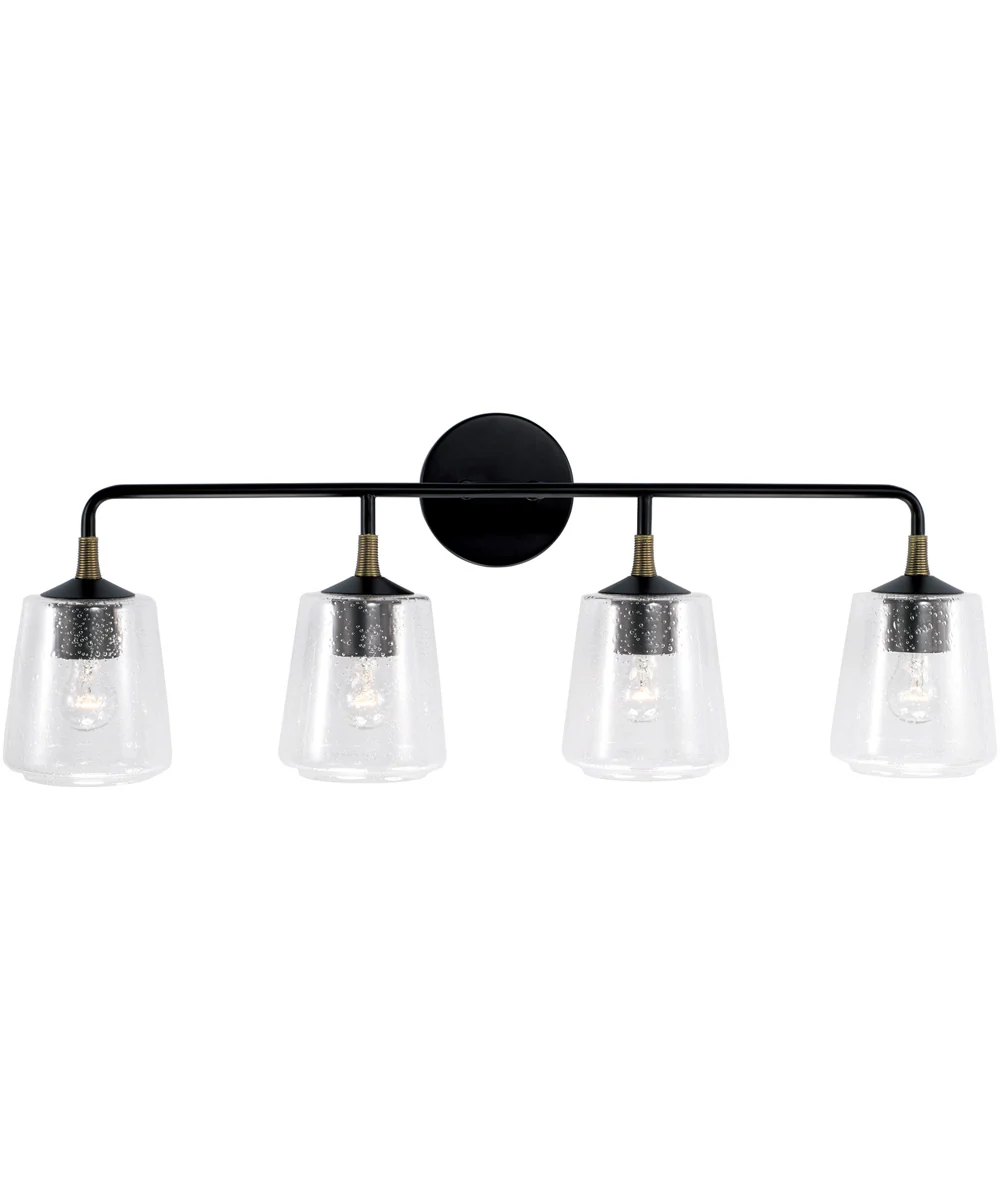 Amara 4-Light Vanity Matte Black with Brass - Image 4