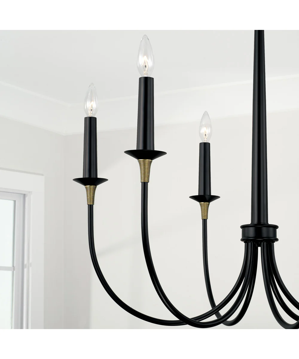 Amara 6-Light Chandelier Matte Black with Brass - Image 3