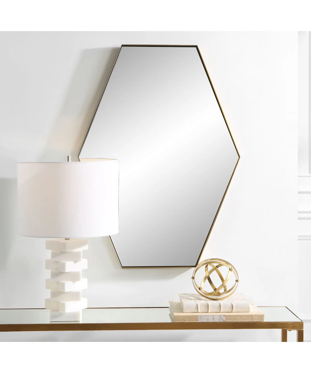 Ankara Brass Hexagon Mirror - Image 2