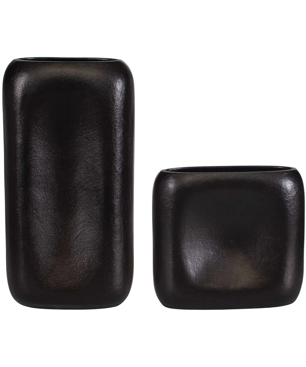 Anodic Dark Brown Vases Set of 2