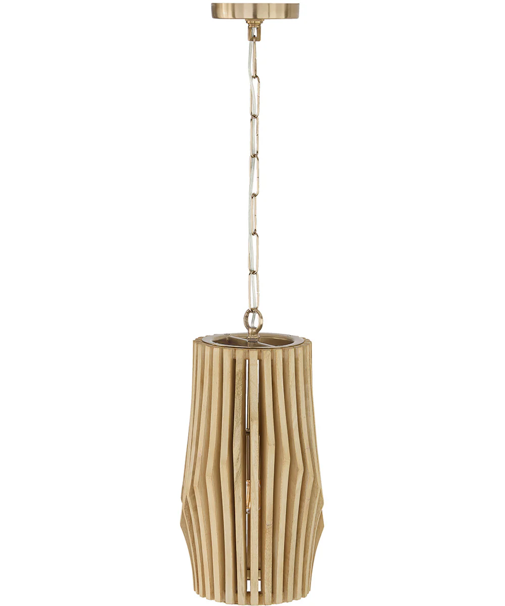 Archer 1-Light Pendant Blonde Wood and Matte Brass - Image 3