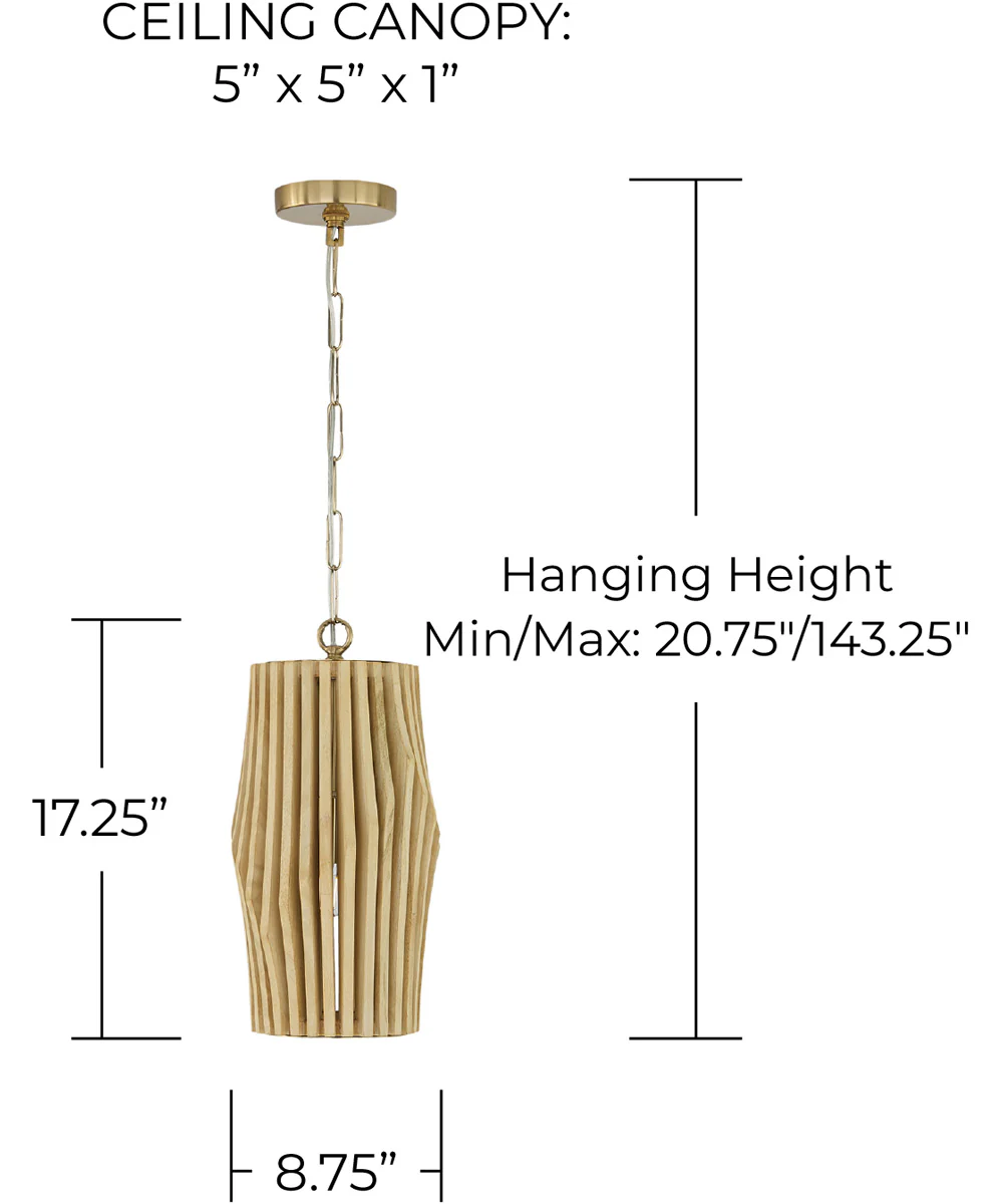 Archer 1-Light Pendant Blonde Wood and Matte Brass - Image 5