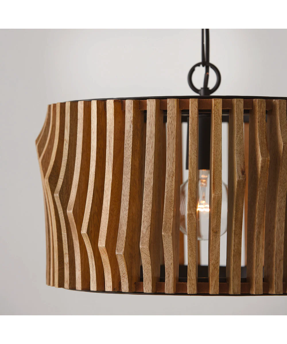 Archer 1-Light Semi-Flush Light Wood and Matte Black - Image 4