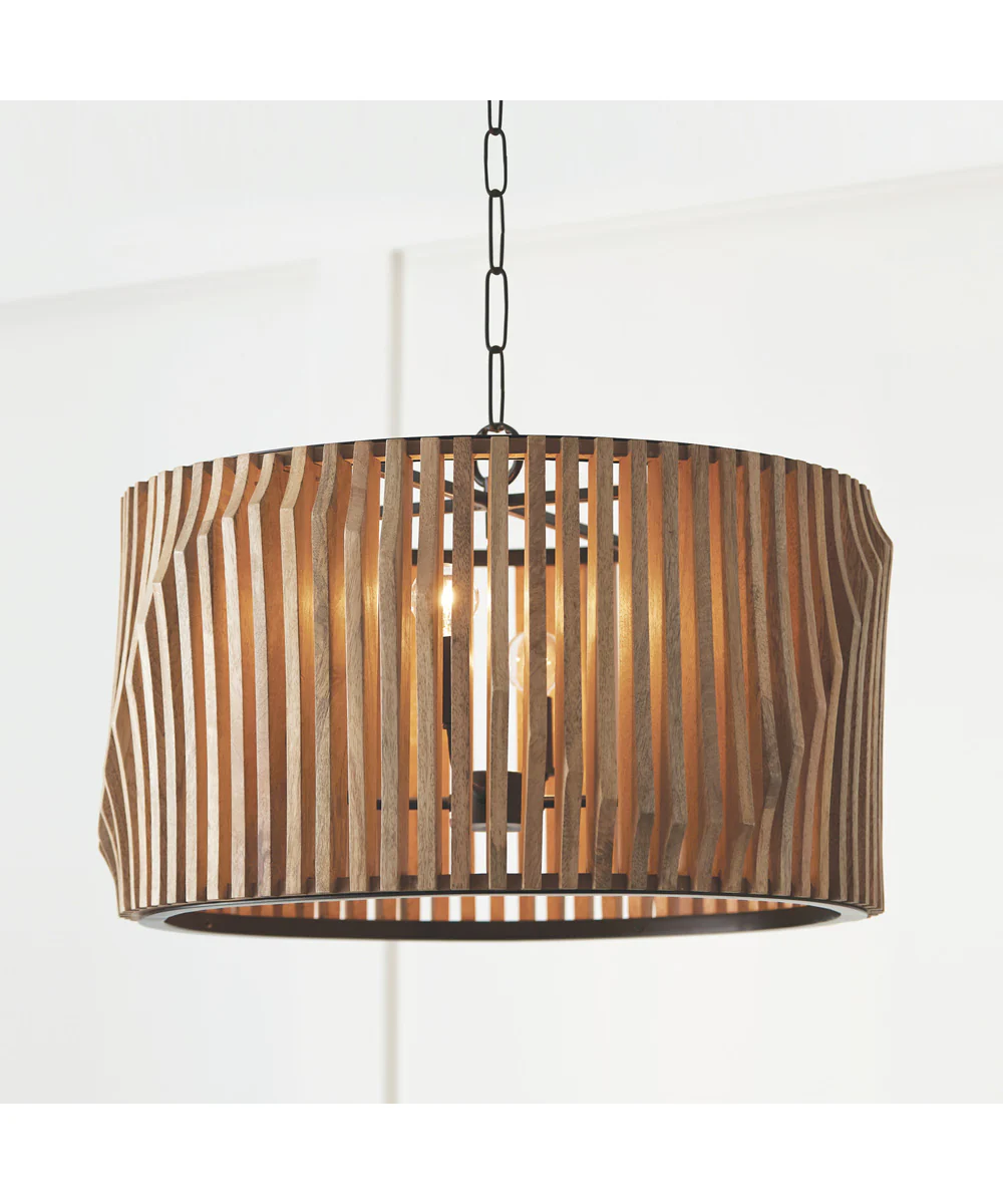 Archer 4-Light Pendant Light Wood and Matte Black - Image 3