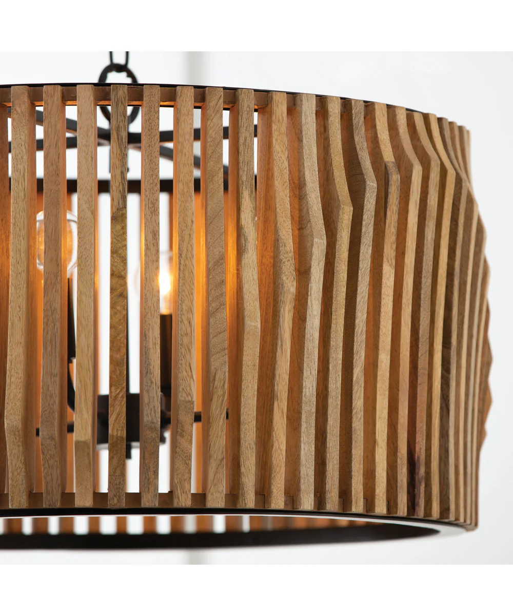 Archer 4-Light Pendant Light Wood and Matte Black - Image 4