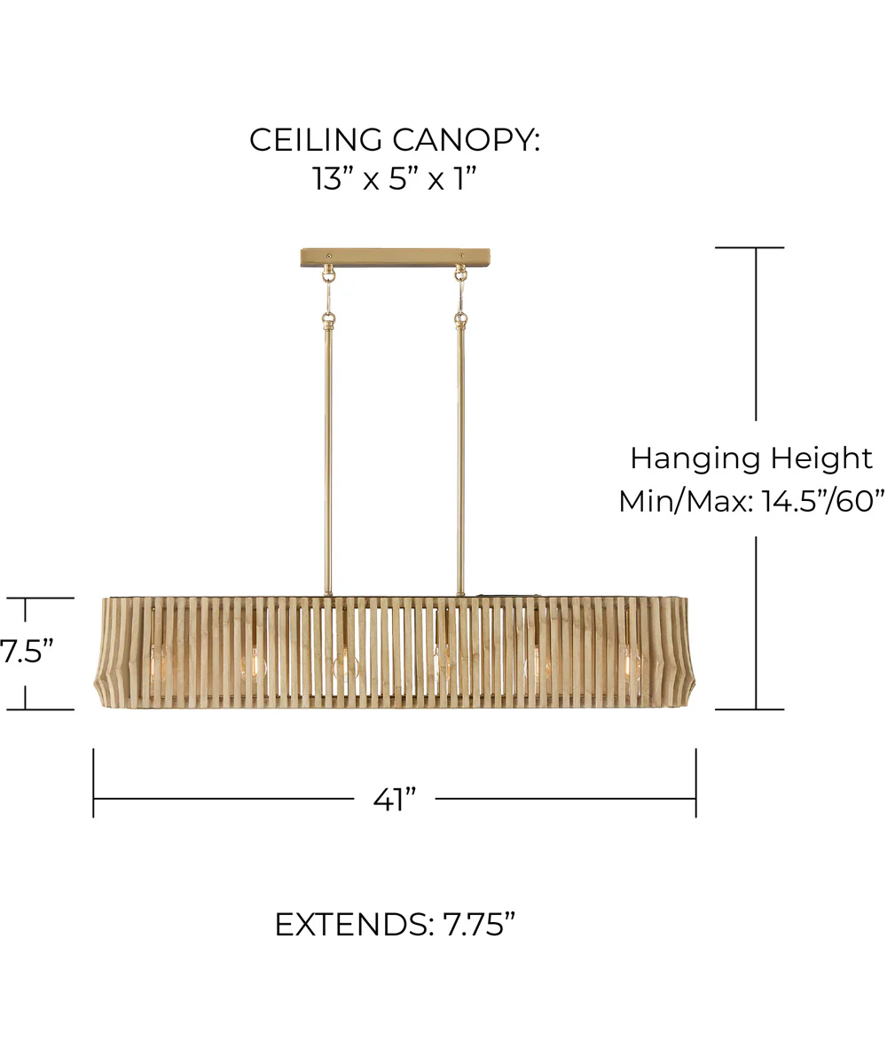 Archer 6-Light-Linear Chandelier Blonde Wood and Matte Brass - Image 4