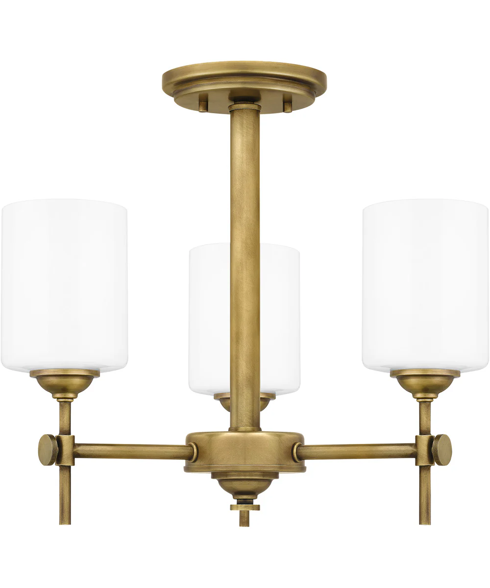 Aria 3-light Semi Flush Mount Weathered Brass