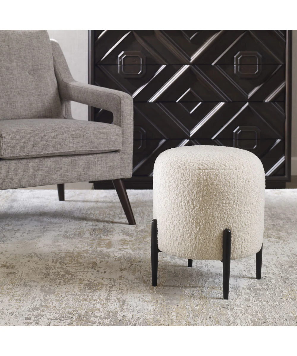 Arles White Shearling Ottoman - Image 2