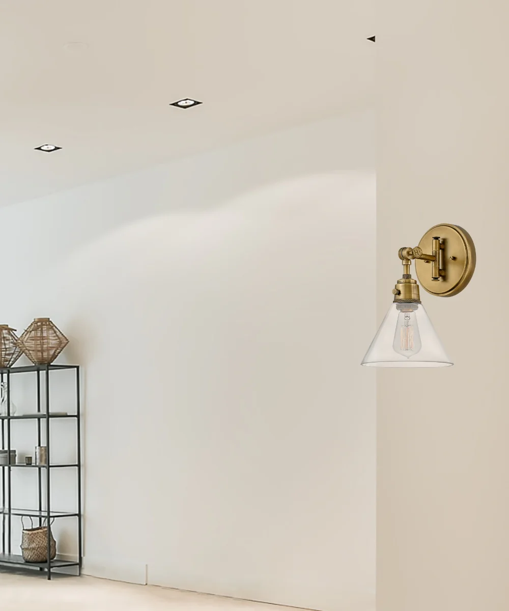 Arti 1-Light Small Single Light Sconce in Heritage Brass with Clear glass - Image 4