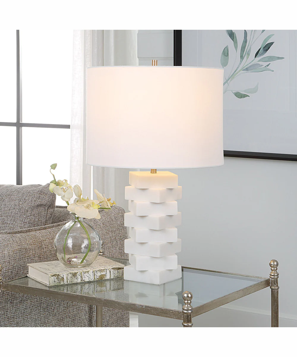 Ascent White Geometric Table Lamp - Image 2