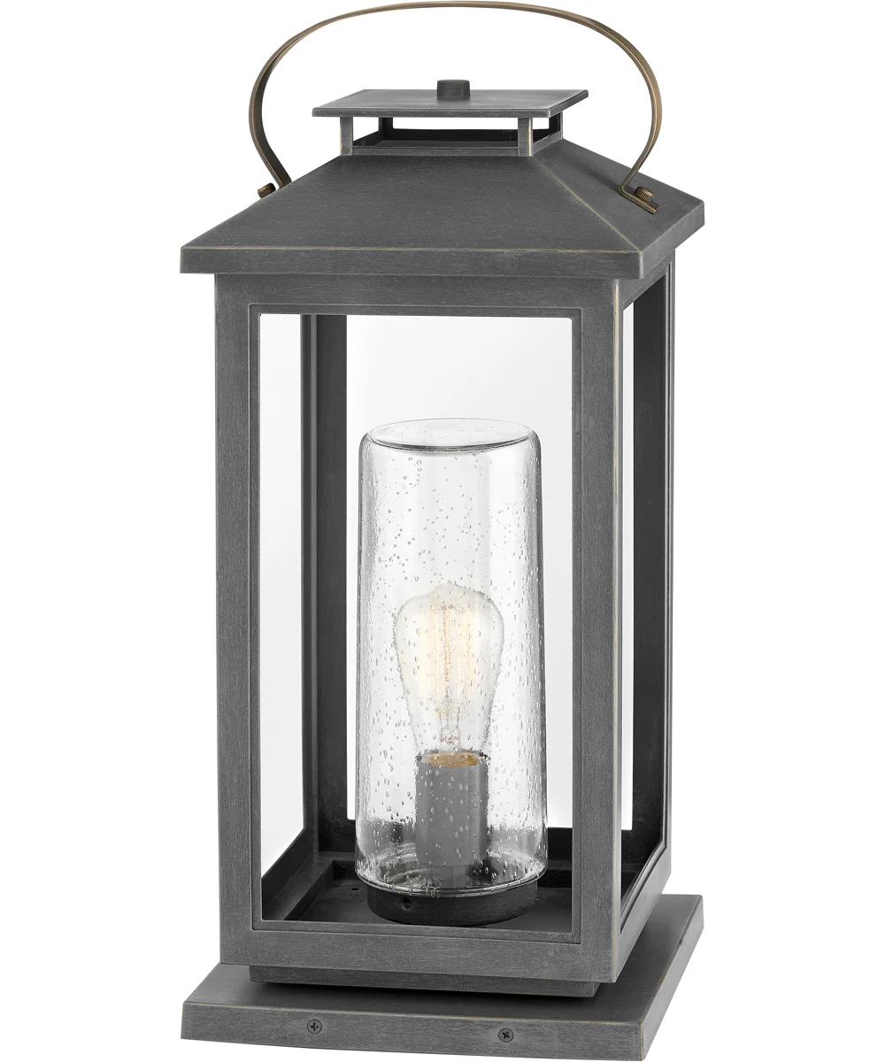 Atwater Coastal Elements 1-Light Medium Pier Mount Outdoor Lantern in Ash Bronze