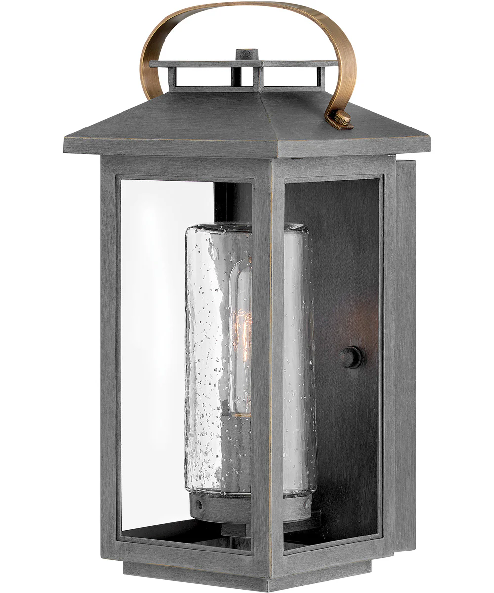 Atwater Coastal Elements 1-Light Small Outdoor Wall Mount Lantern in Ash Bronze