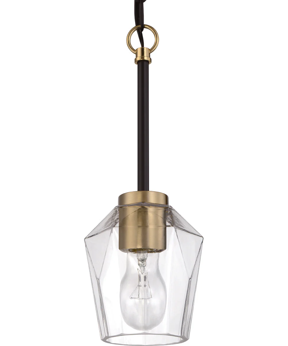 Avante Grand 1-Light Mini Pendant Flat Black/Satin Brass - Image 5