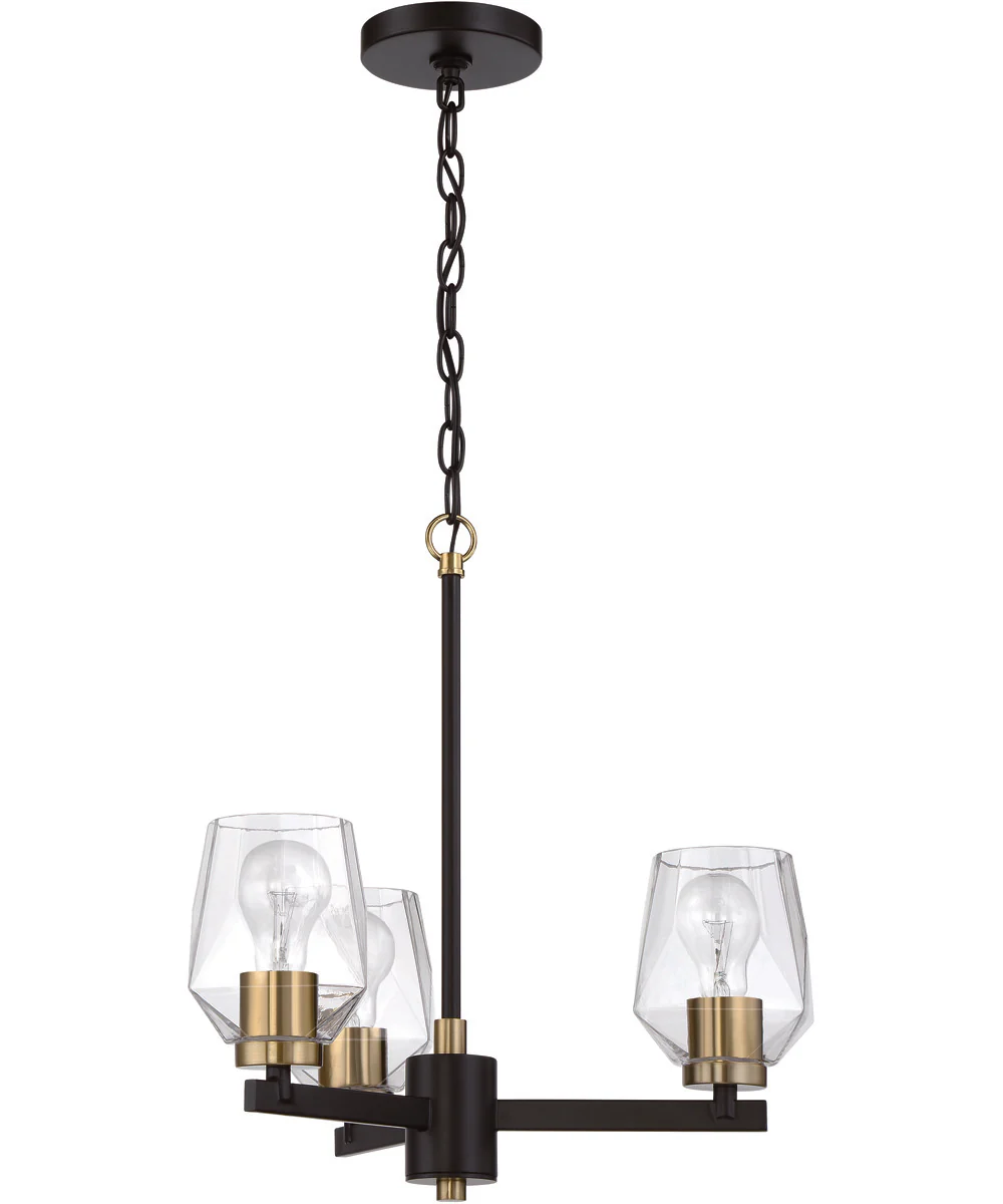 Avante Grand 3-Light Chandelier Flat Black/Satin Brass