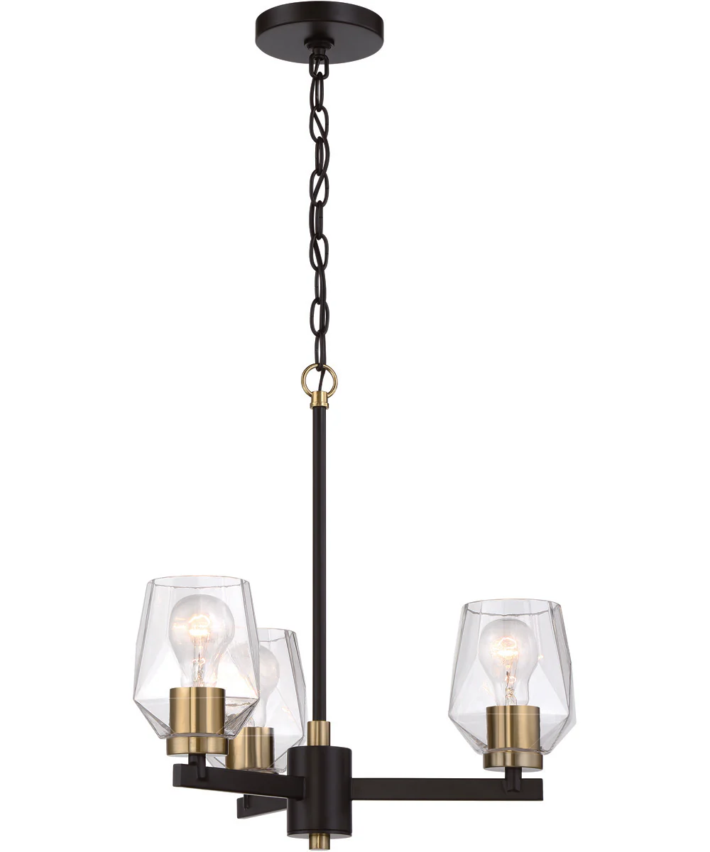 Avante Grand 3-Light Chandelier Flat Black/Satin Brass - Image 2