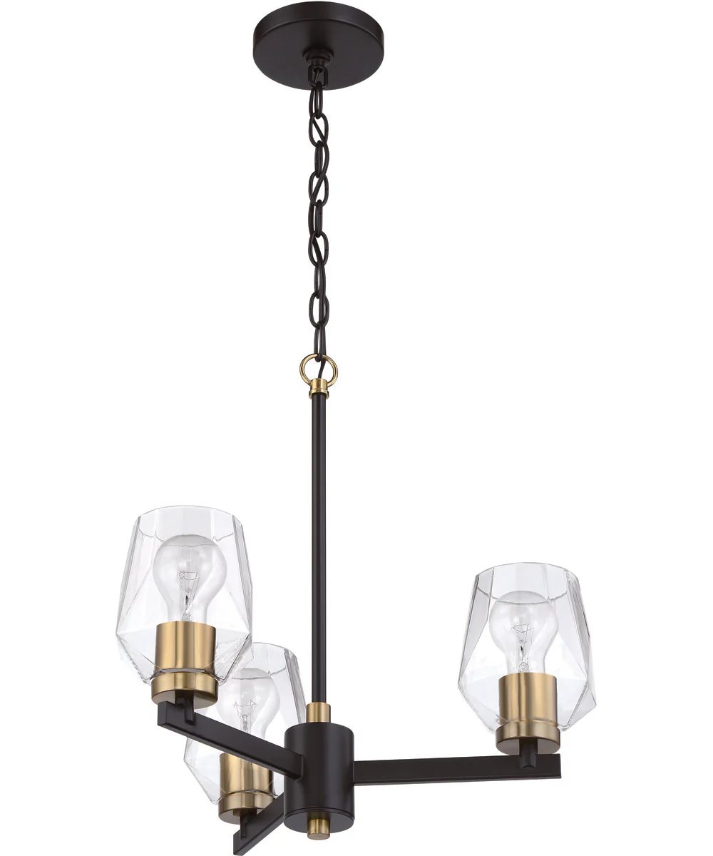 Avante Grand 3-Light Chandelier Flat Black/Satin Brass - Image 4