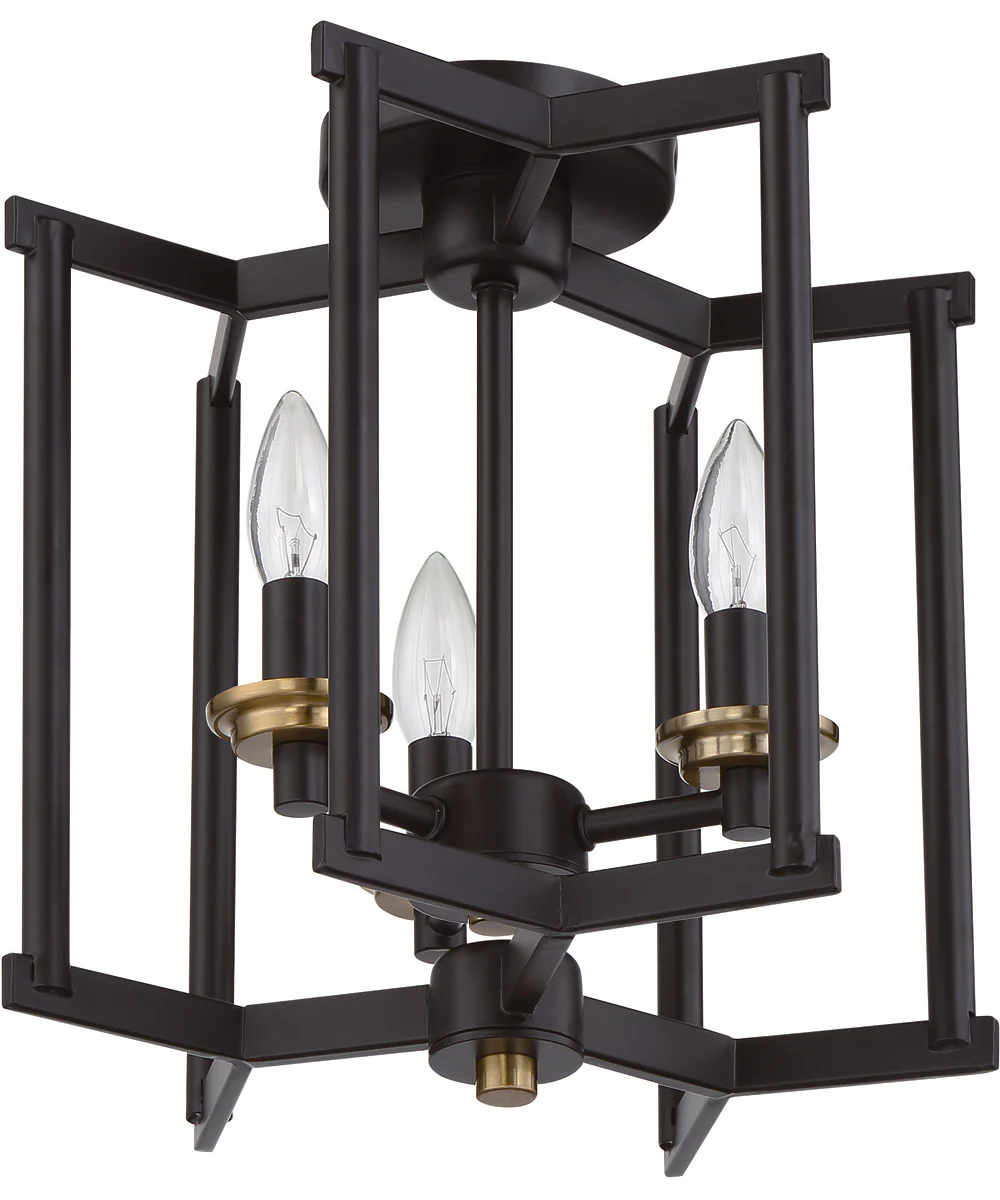 Avante Grand 3-Light Convertible Semi Flush Flat Black/Satin Brass - Image 3