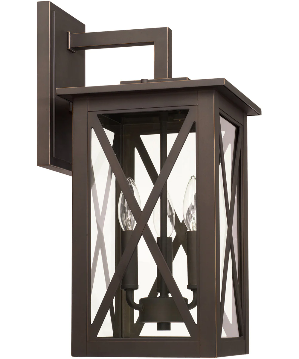 Avondale 3-Light Outdoor Wall Mount Rain or Shine - Oiled Bronze with Clear Glass