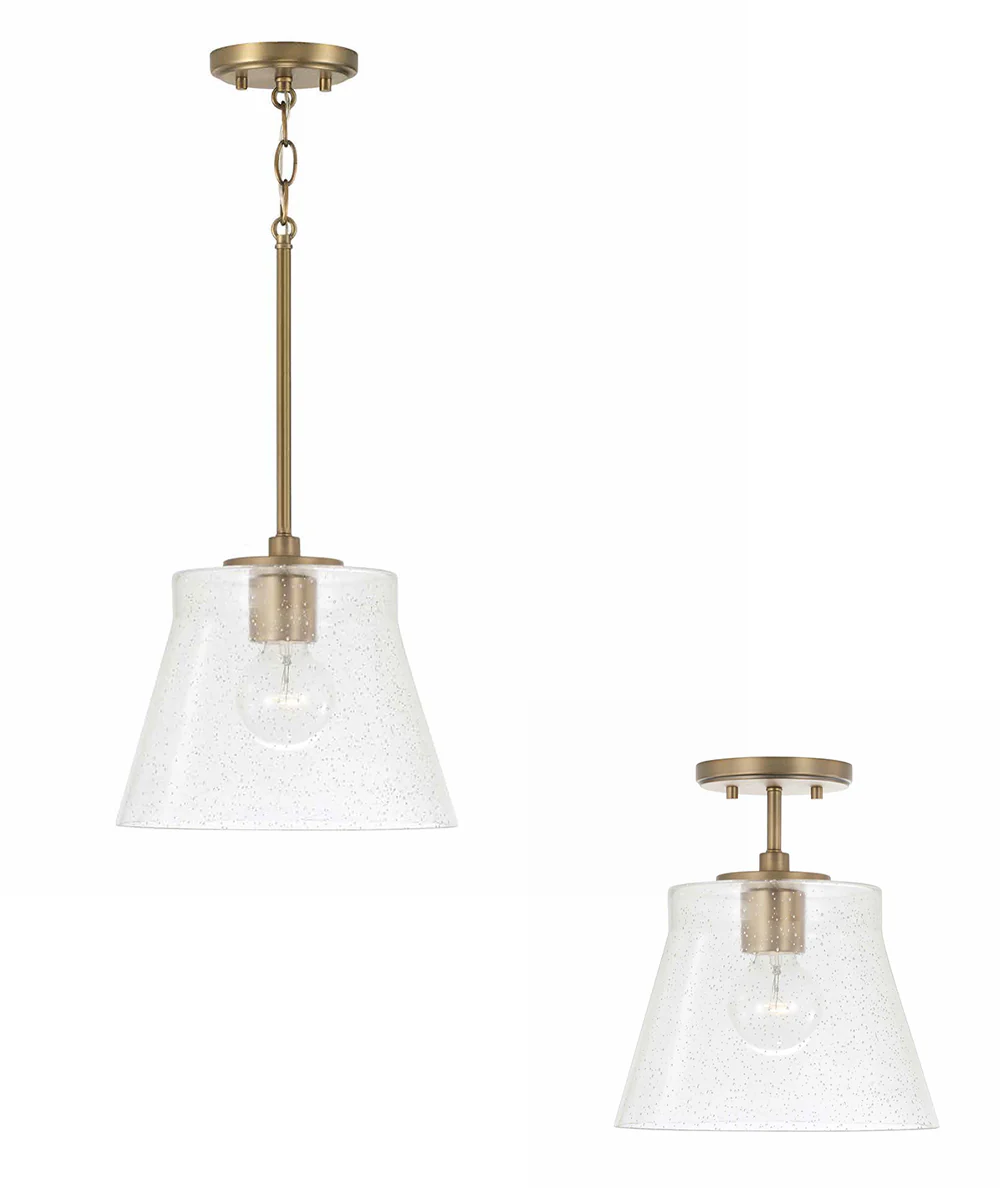 Baker 1-Light Dual-Mount Pendant/Semi-Flush Mount Aged Brass - Image 2