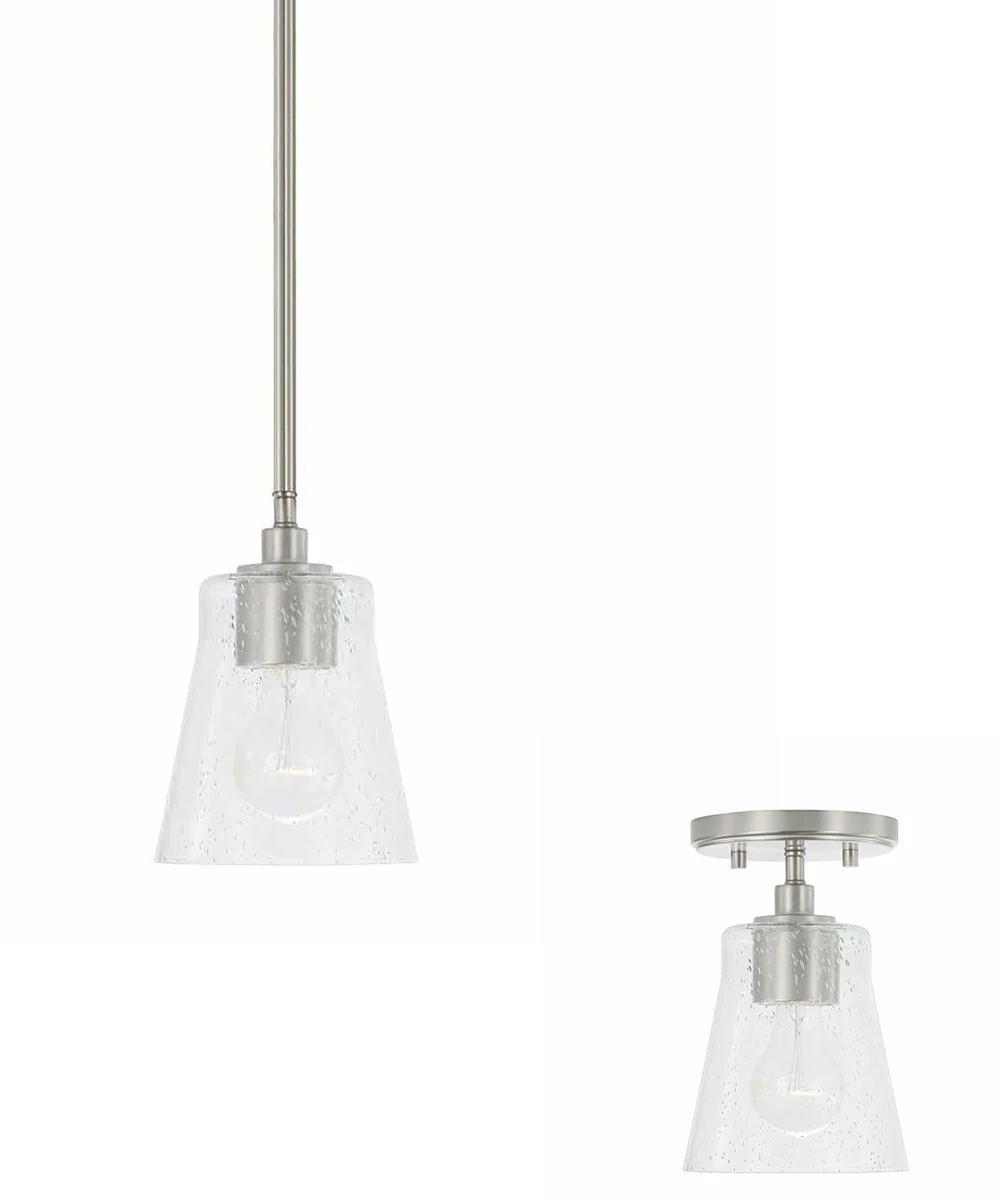 Baker 1-Light Dual-Mount Pendant/Semi-Flush Mount Brushed Nickel - Image 2