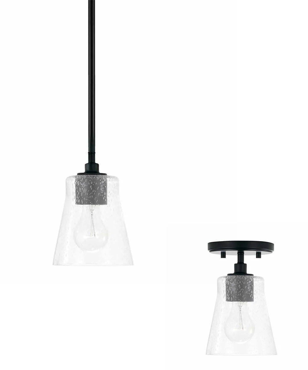 Baker 1-Light Dual-Mount Pendant/Semi-Flush Mount Matte Black - Image 2