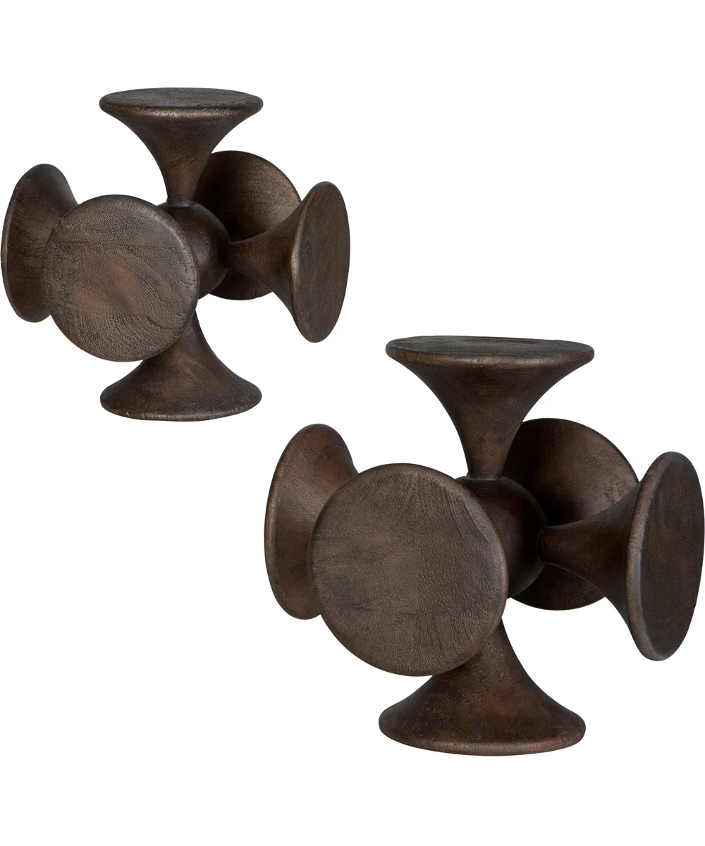 Balanced Harmony Dark Wooden Sculptures Set of 2 - Image 2
