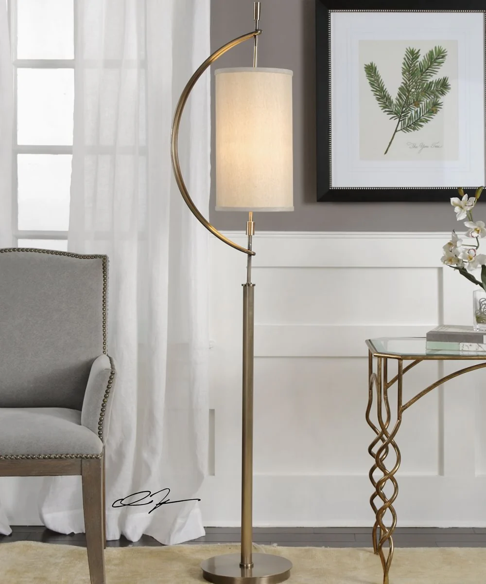 66"H Balaour Antique Brass Floor Lamp