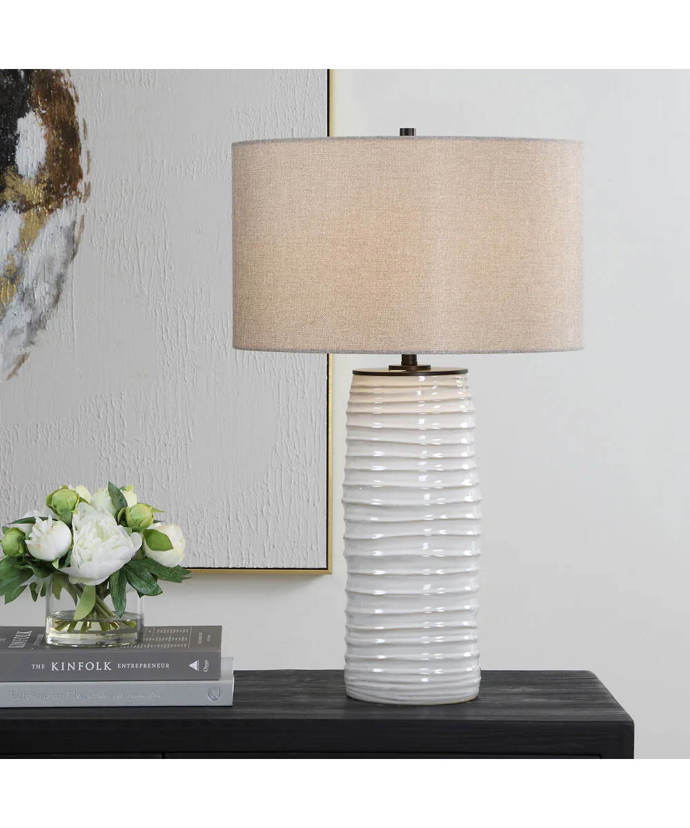 Barat White Ceramic Table Lamp - Image 2
