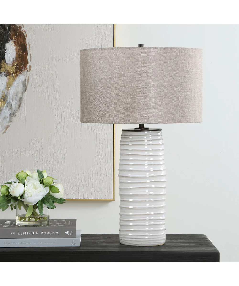 Barat White Ceramic Table Lamp - Image 3