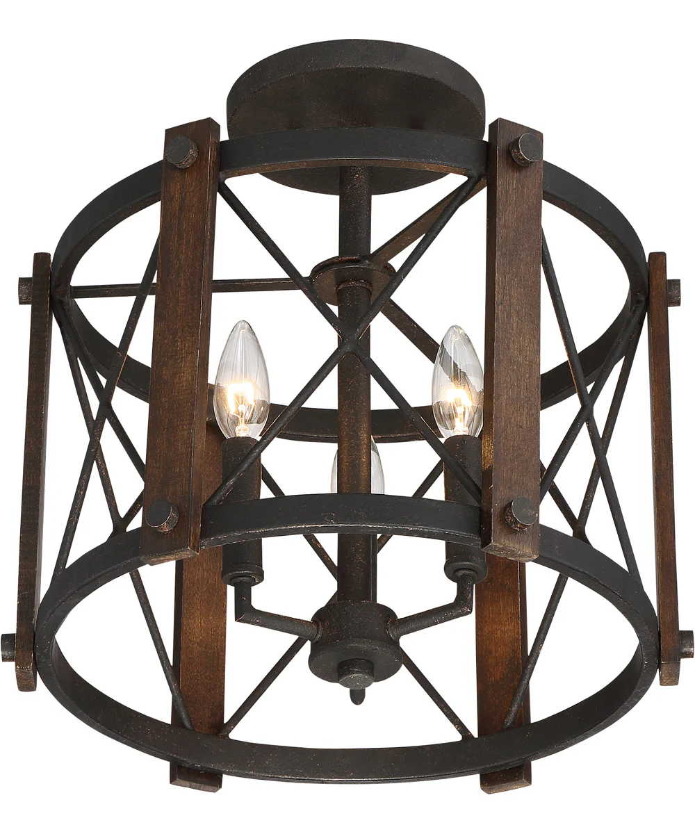 Baron Medium 3-light Semi Flush Mount Marcado Black - Image 4