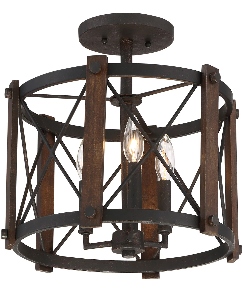 Baron Medium 3-light Semi Flush Mount Marcado Black - Image 5