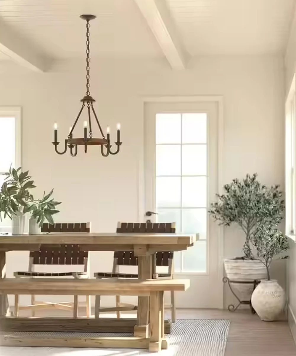 Barrett 22"W 5-Light Chandelier by Kichler Auburn Stain with Anvil Iron Finish - Image 2
