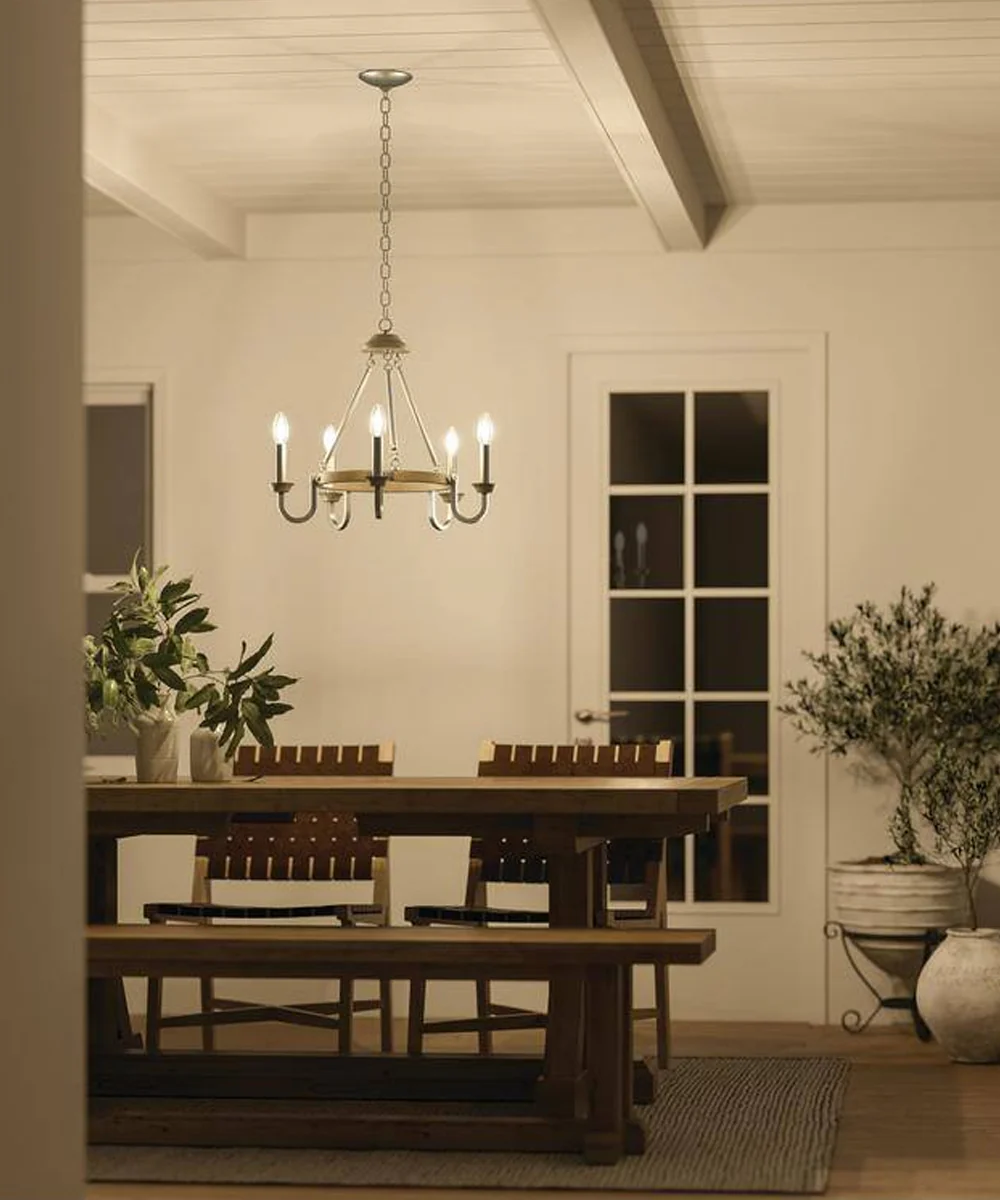 Barrett 22"W 5-Light Chandelier by Kichler Distressed Antique Gray with Brushed Nickel Finish - Image 3