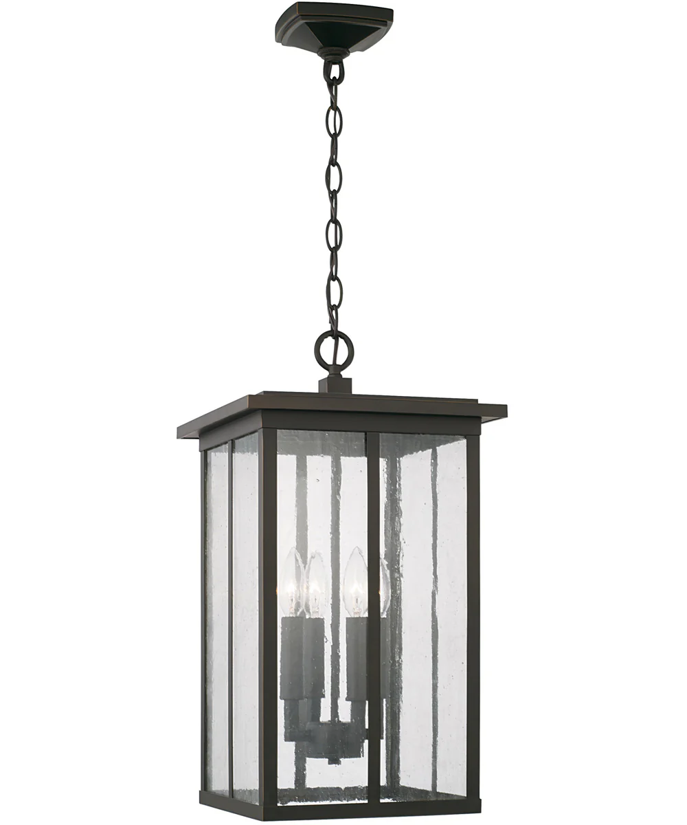 Barrett 4-Light Outdoor Hanging-Lantern Rain or Shine - Oiled Bronze