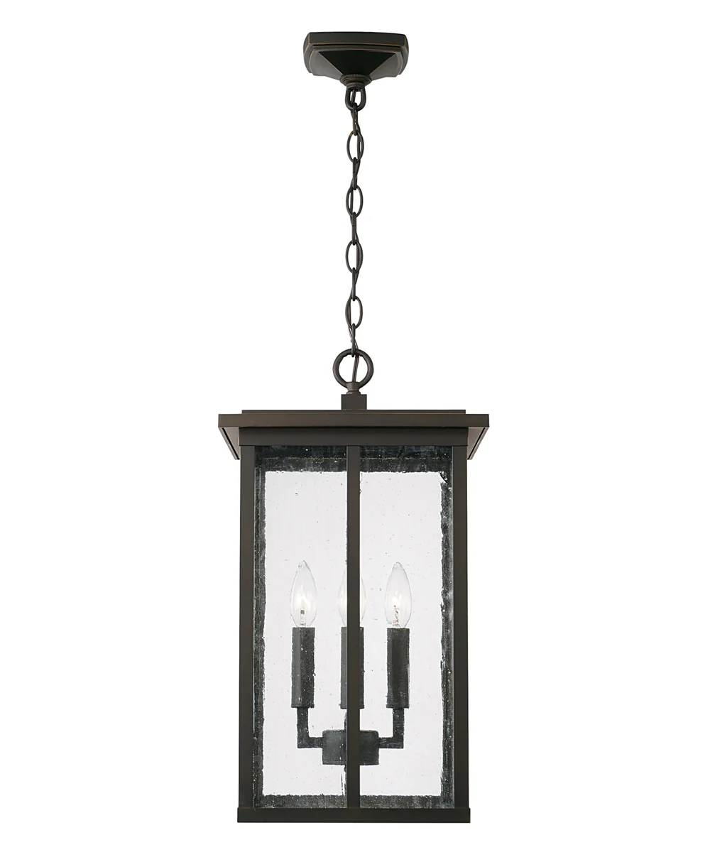 Barrett 4-Light Outdoor Hanging-Lantern Rain or Shine - Oiled Bronze - Image 4