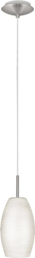 Batista 4.75"W 1-Light Mini Pendant Light Fixture by Eglo Matte Nickel Finish with White Wiped Glass