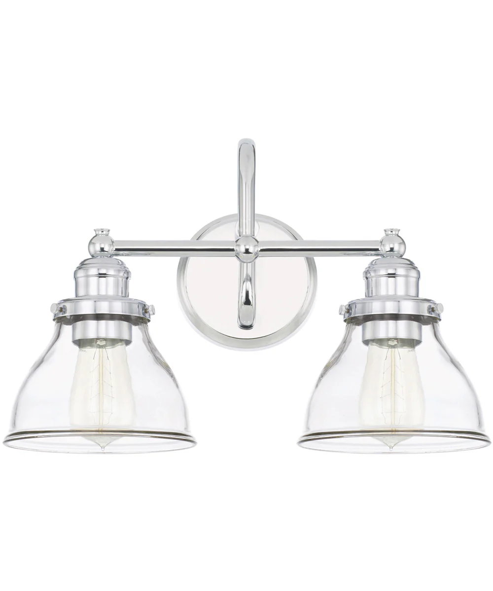 Baxter 2-Light Vanity In Chrome With Clear Glass