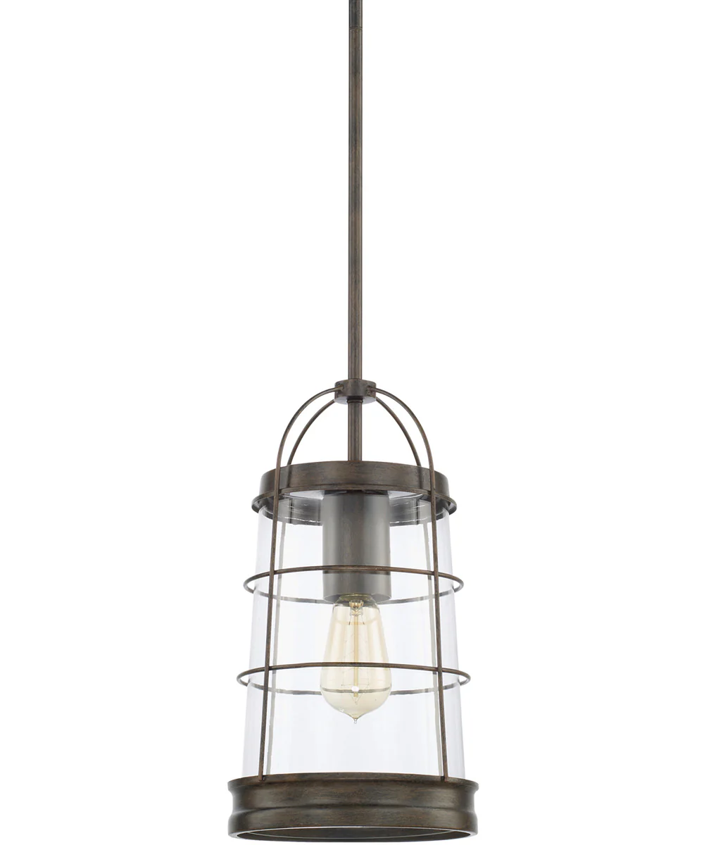 Beaufort 1-Light Pendant In Nordic Grey With Clear Glass