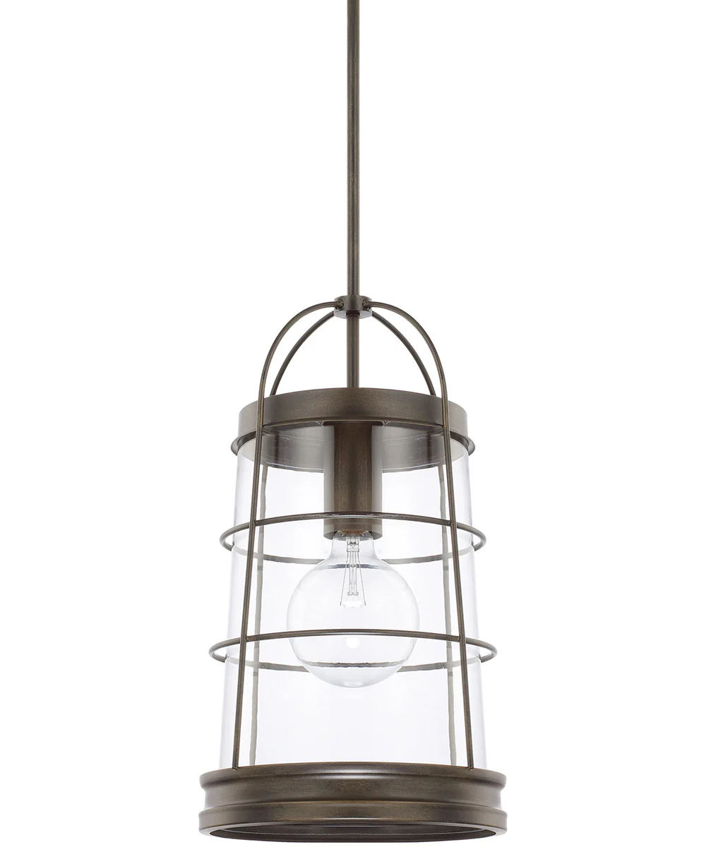 Beaufort 1-Light Pendant In Nordic Grey With Clear Glass
