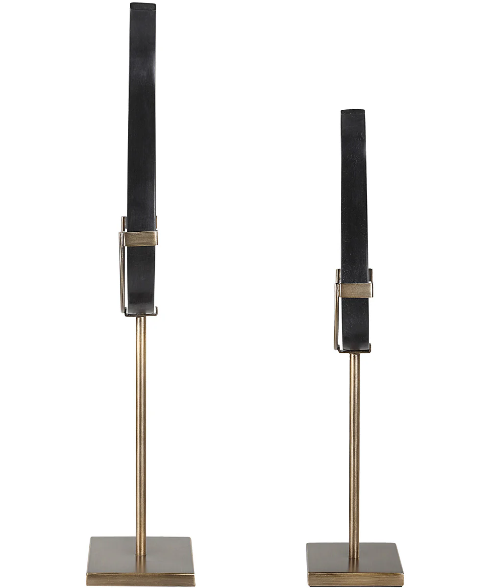 Black Flame Sculptures, Set of 2 - Image 5