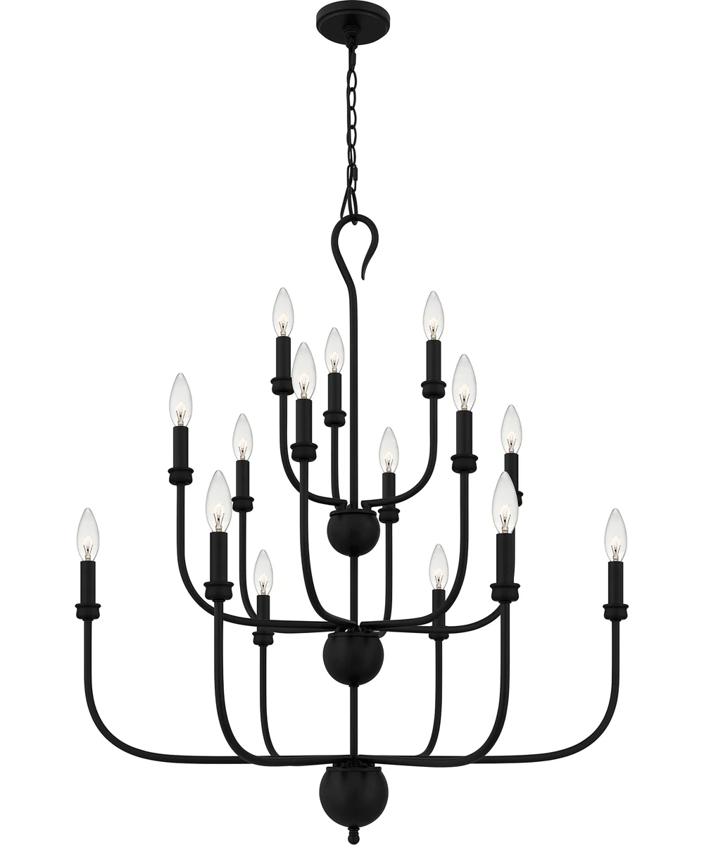 Blanche 15-light Chandelier Matte Black - Image 3