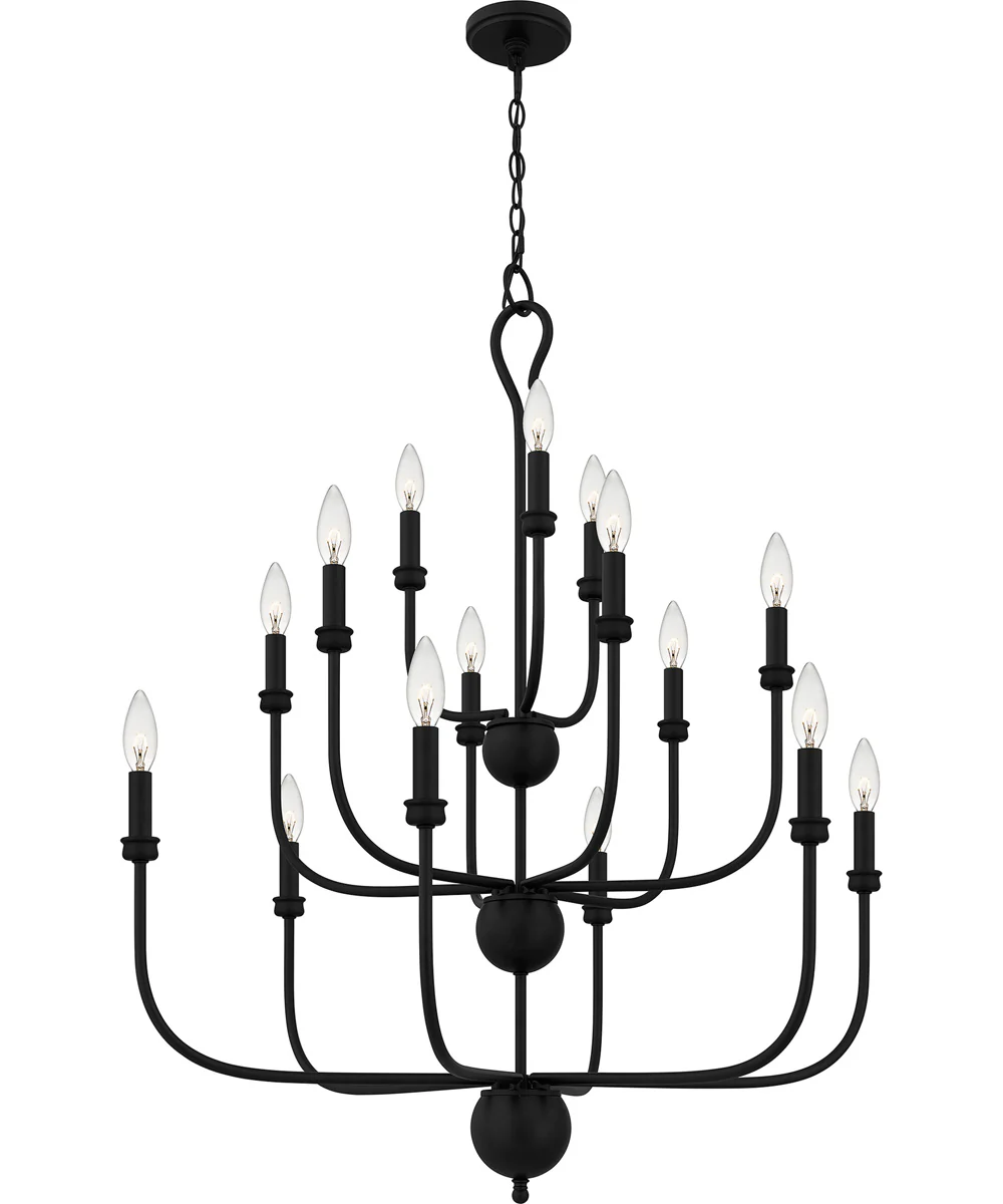 Blanche 15-light Chandelier Matte Black - Image 4