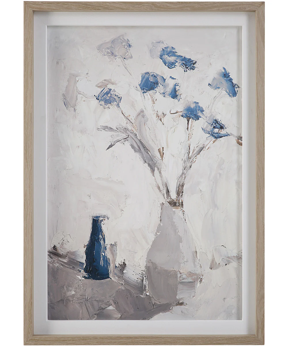 Blue Flowers In Vase Framed Print