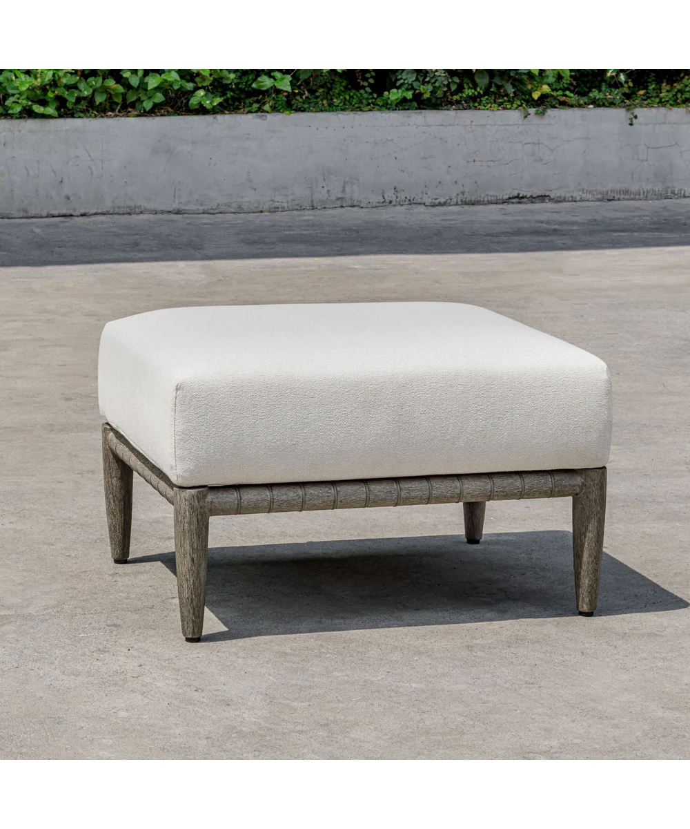Borneo White Cushion Outdoor Ottoman - Image 2