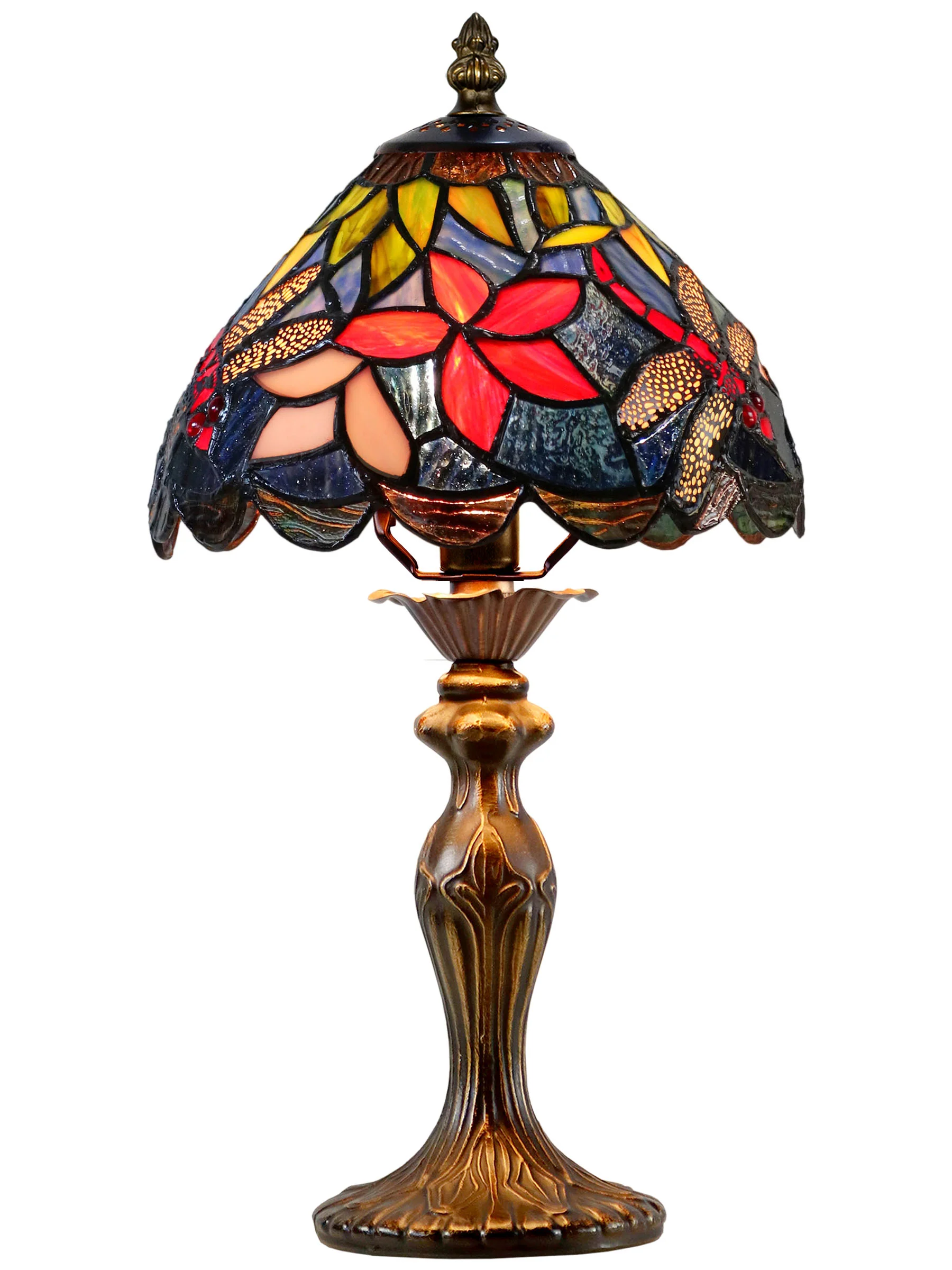 Borrdego Dragonfly 14.25 Inch Tall Handmade Tiffany Accent Lamp - Image 3