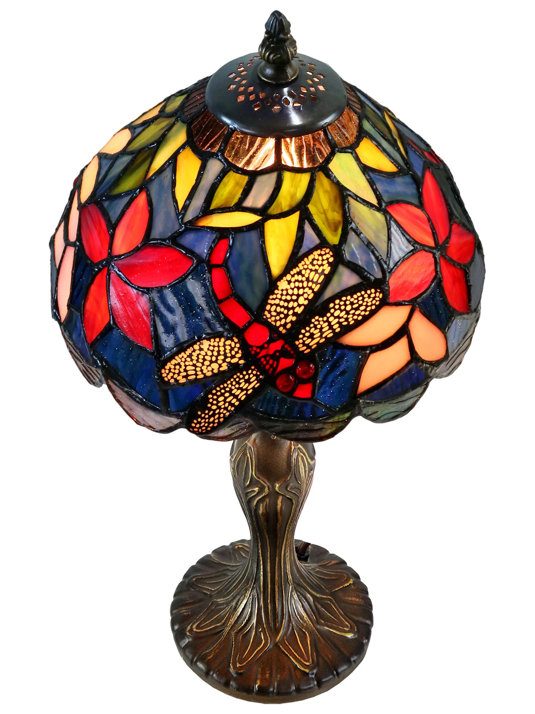 Borrdego Dragonfly 14.25 Inch Tall Handmade Tiffany Accent Lamp - Image 4
