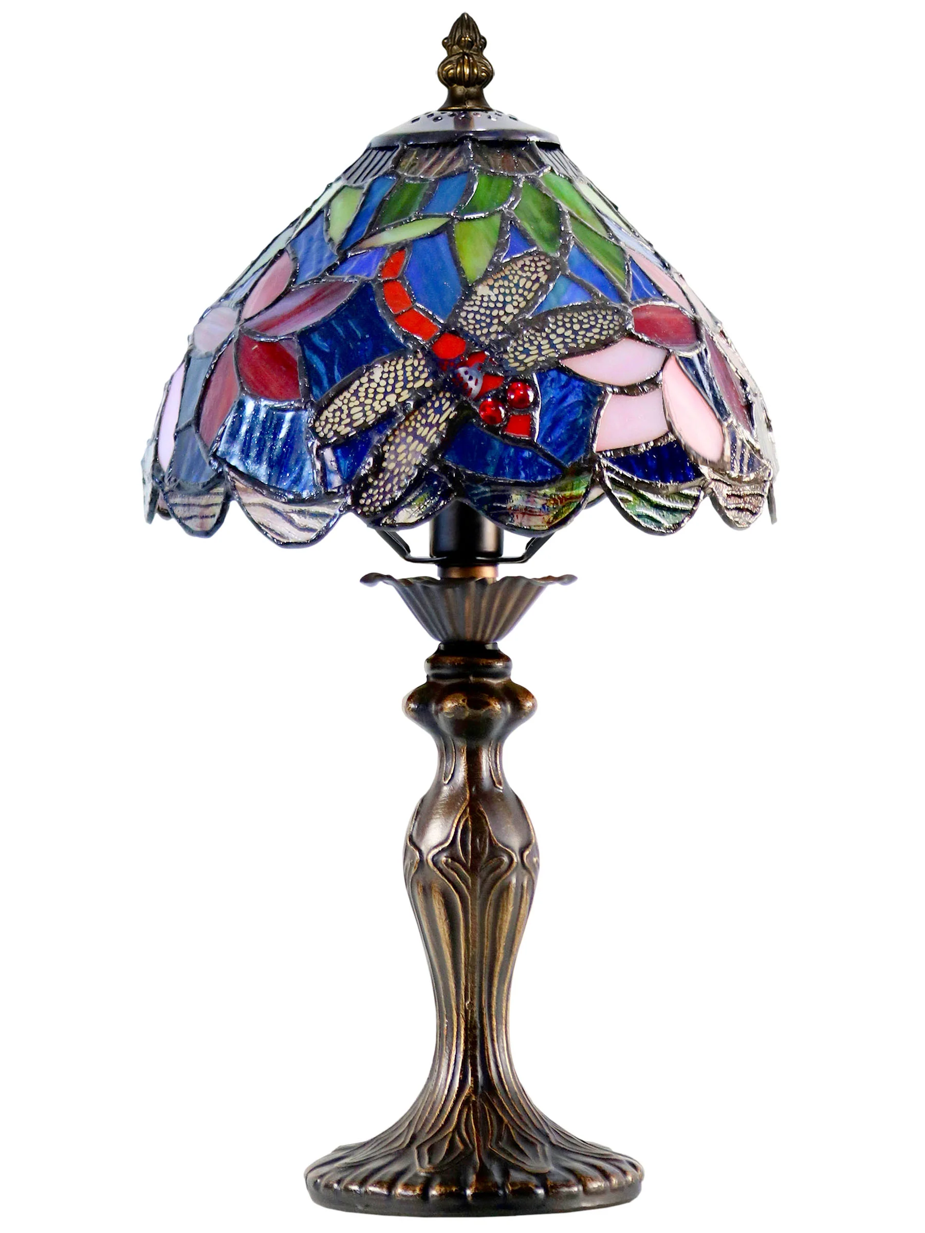 Borrdego Dragonfly 14.25 Inch Tall Handmade Tiffany Accent Lamp - Image 6